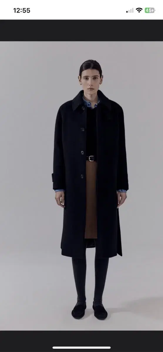 던스트 UNISEX BELTED WOOL MAC COAT BLACK